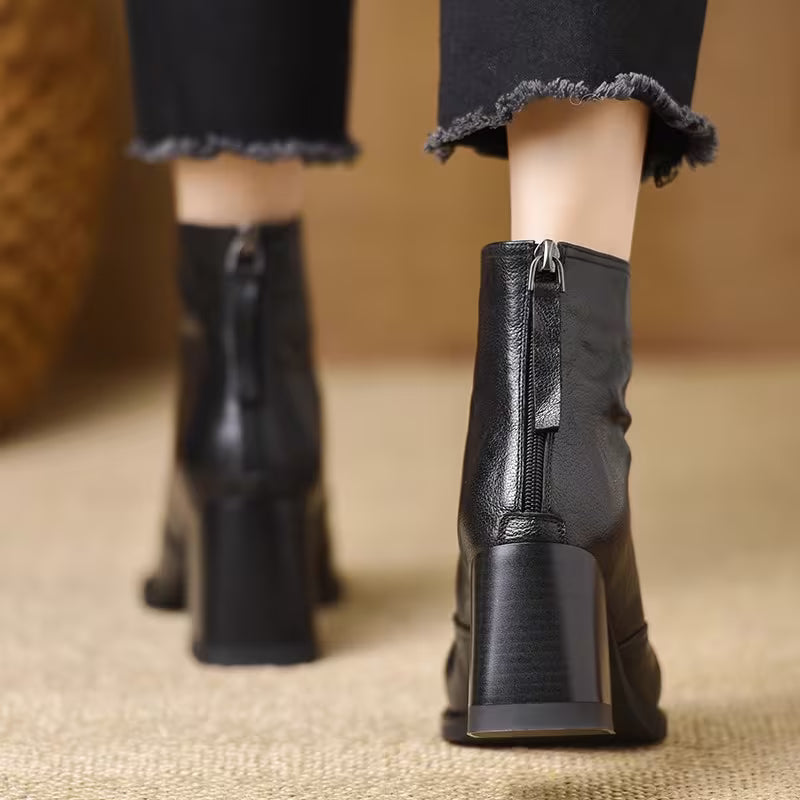 Pointed Leather Boots