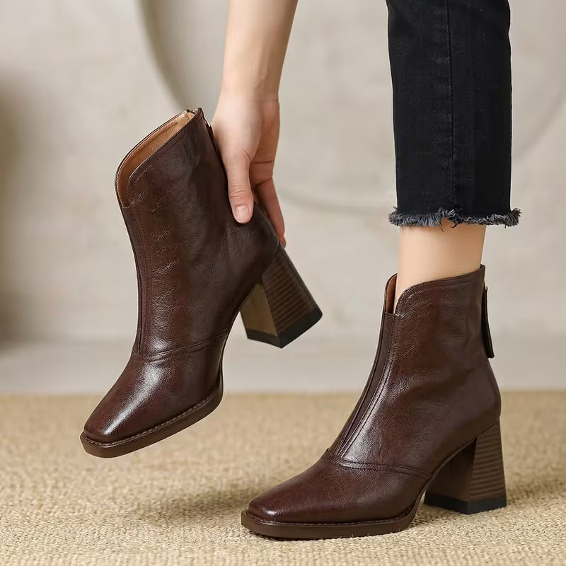 Pointed Leather Boots