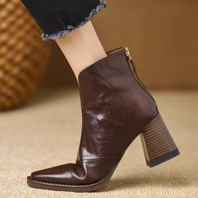 Pointed Leather Boots