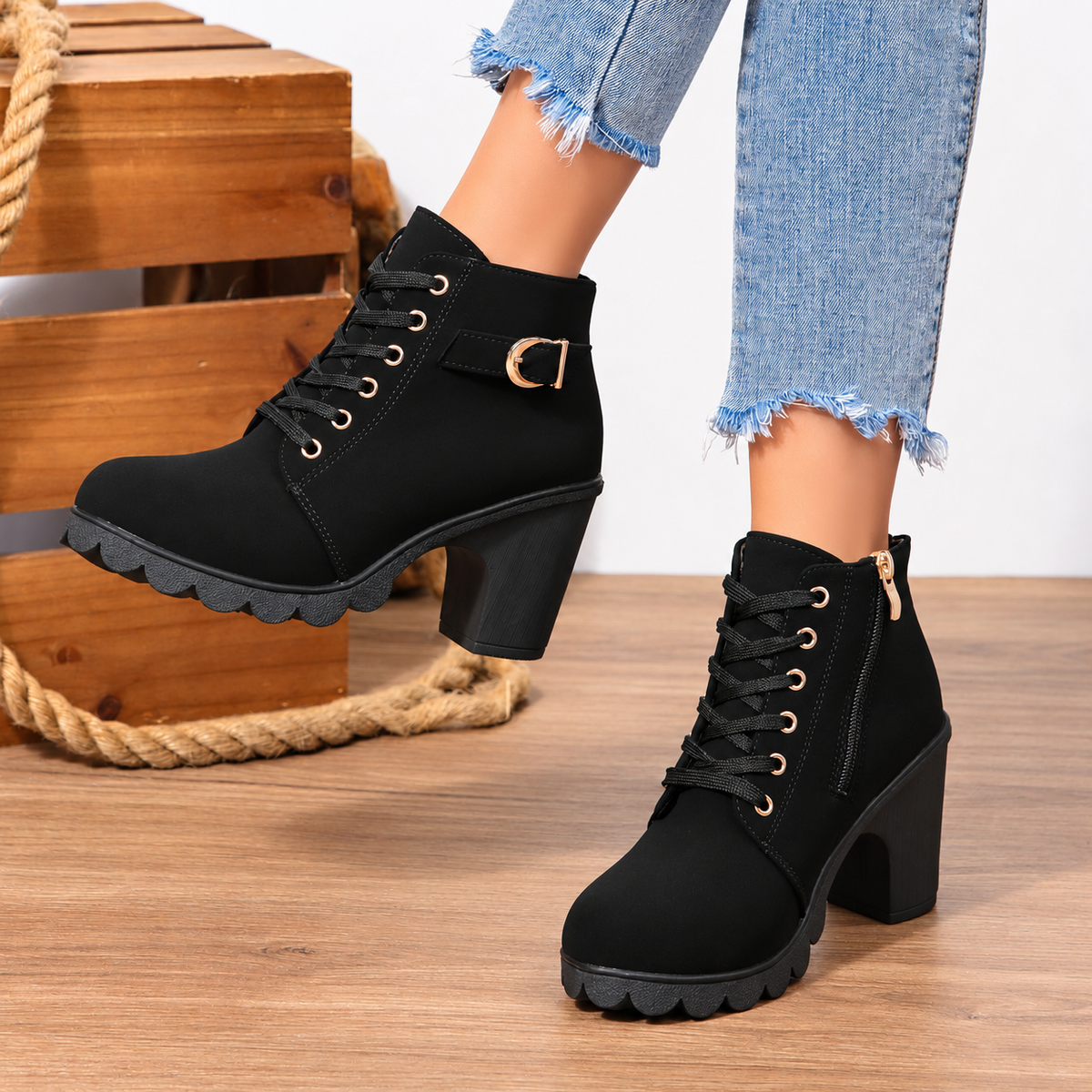 Bella Lace Up Booties