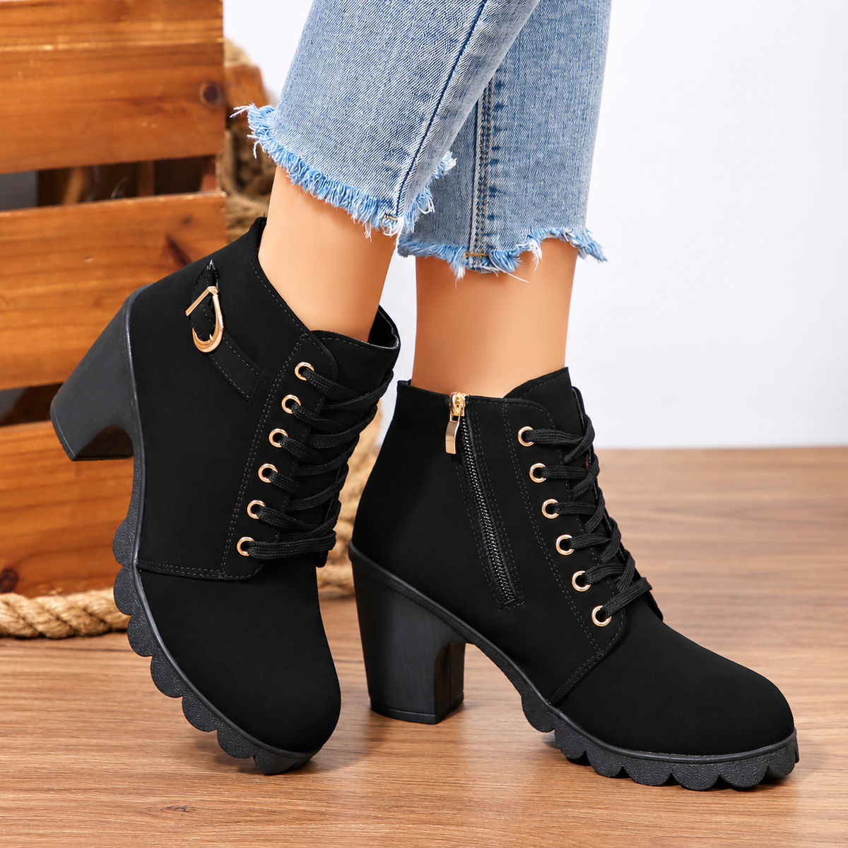 Bella Lace Up Booties