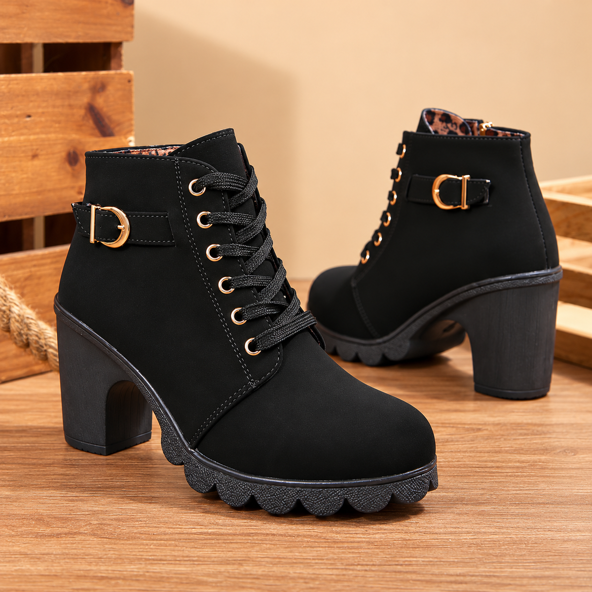 Bella Lace Up Booties