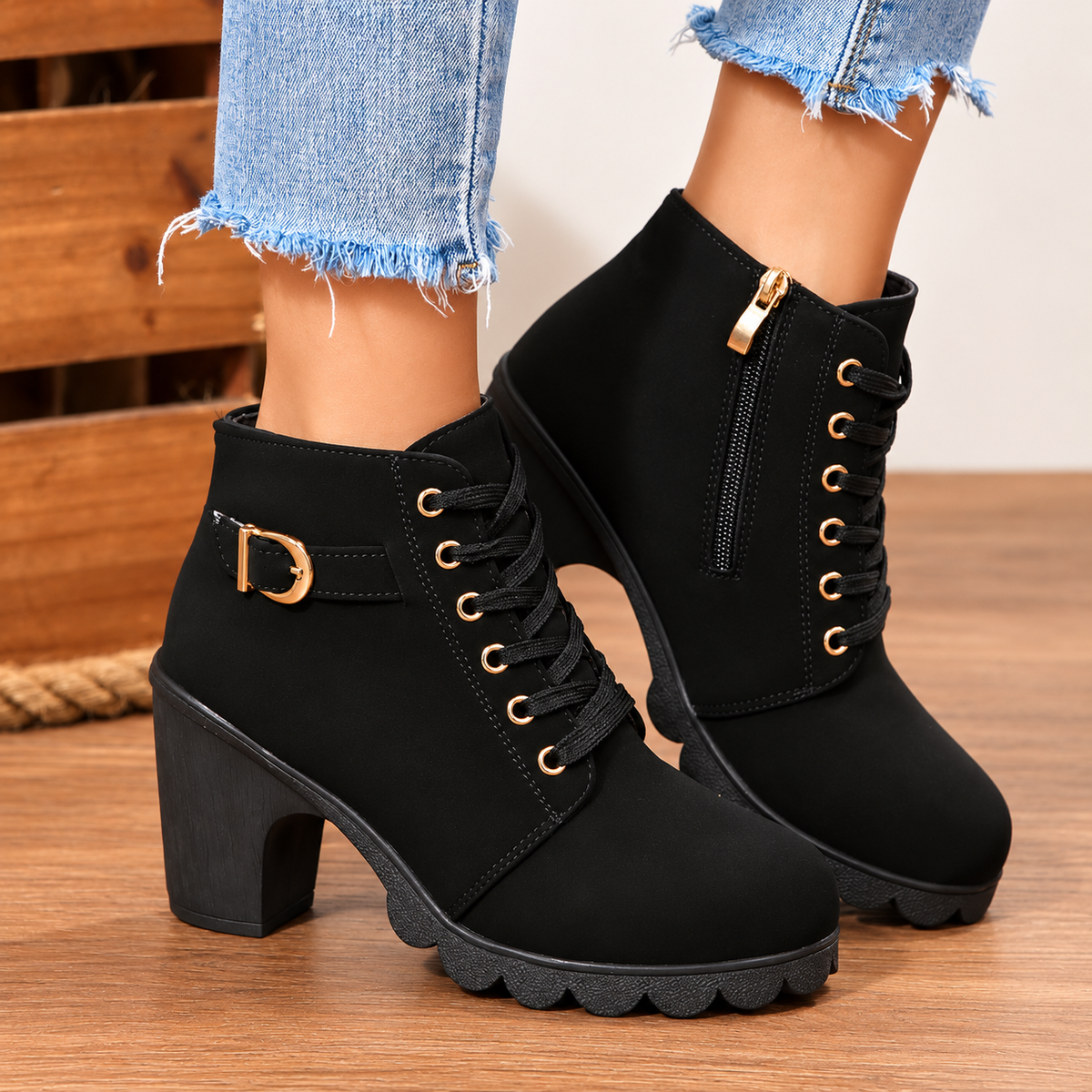 Bella Lace Up Booties
