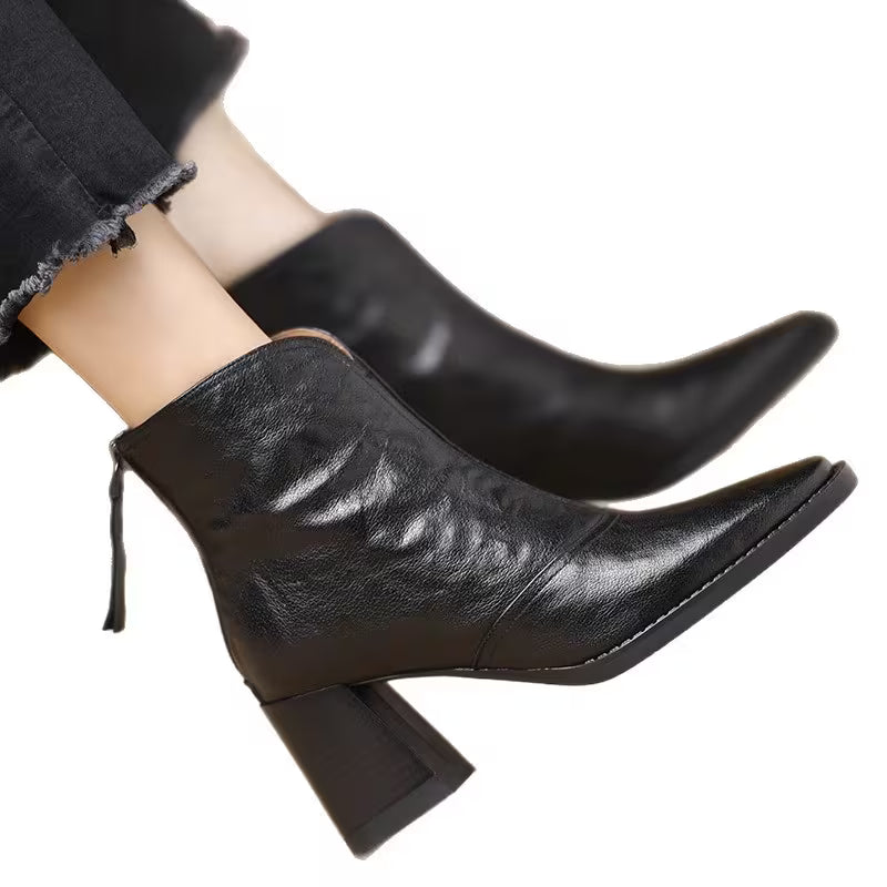 Pointed Leather Boots