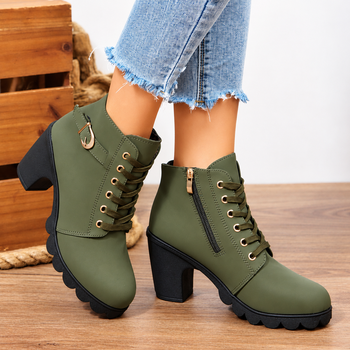 Bella Lace Up Booties