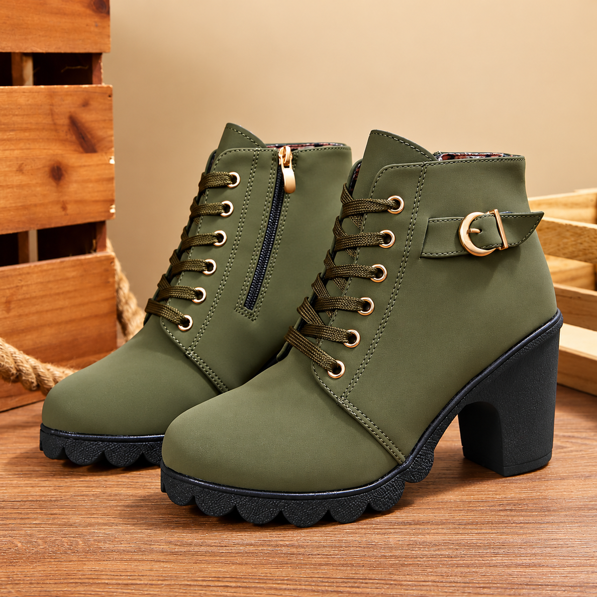 Bella Lace Up Booties