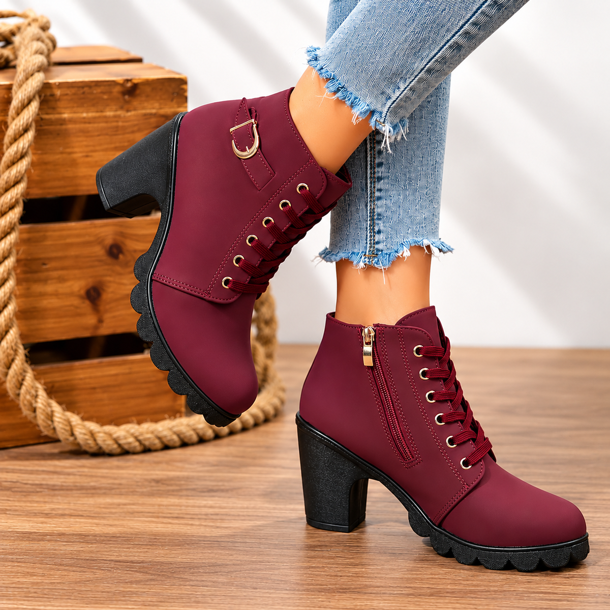 Bella Lace Up Booties
